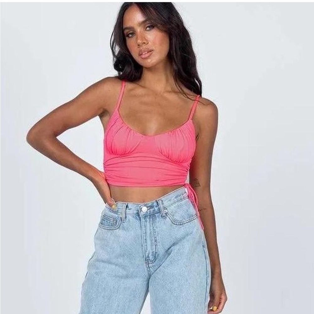 Princess Polly Womens Nobu Top Neon Pink Crop Tank Top